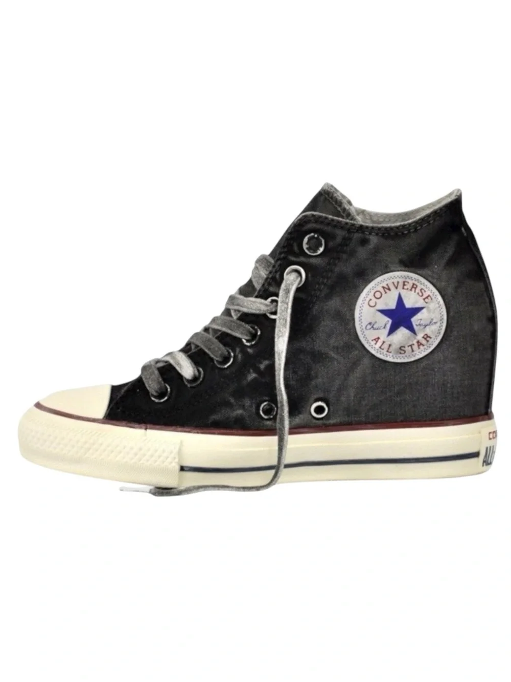 new Converse ✪ CTAS Lux Mid Hidden Platform Wedge Sneaker ✪ Distressed Grey ✪ 8M - Picture 2 of 16
